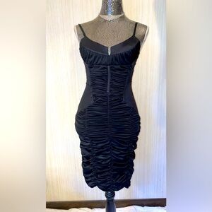 Bebe Corset Dress Black Ruched Size Small